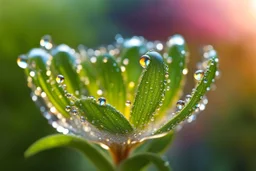 spring dew, macro photo, sparkling magical fantasy, glass flower dewdrop, very detailed, amazing quality, etheral, intricate, cinematic light, highly detailed, beautiful, epic, galaxy fantasy colors, stunning