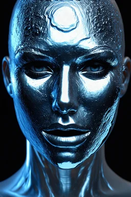 silver face, texture metallic, 3d render, fluid, liquid skin, realistic, silver, i-tech