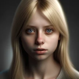 a portrait of a really beutiful blonde girl looking straigth to camera , ultra realistic