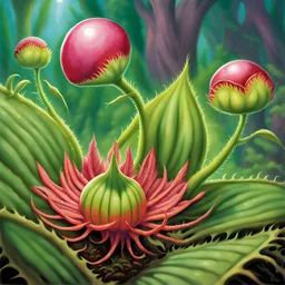 fantasy 90's tcg art of fantasy venus flytrap plant creature