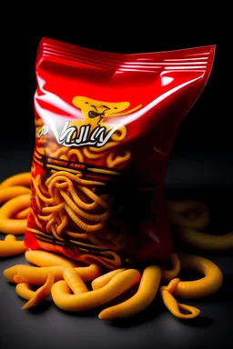 spicy worm chips bag