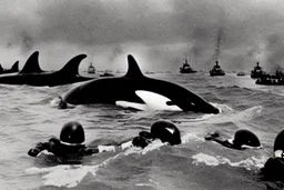 An orca army fighting in WW2 on D-Day