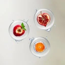 apple slice in water drops, transparent background