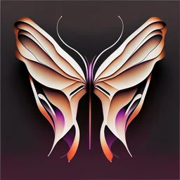 symetry!!, butterfly!!, view from a side, wings waving, logo, NFT, futuristic, curves, lines, simple, gradient