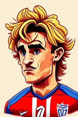 Antoine Griezmann French football player ,cartoon 2d