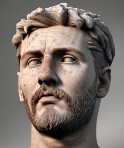 Gran angular, Realistic image, roman sculpture, marble deluxe material, Lionel Messi, gold Laurel leaves crown model, miguel angel style, chisel style, emperador, God light, god rays, 4k resolution, smooth details, ornate details, soft lighting, unreal engine 5, soft cyan background.