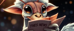 brilliant detailed full figure portrait disco glittery goose ant alien gremlin anime reading news