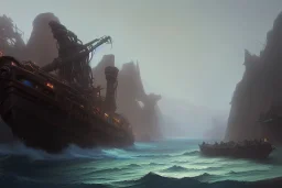 shipwreck, a fantasy digital painting by greg rutkowski and james gurney, trending on artstation, highly detailed