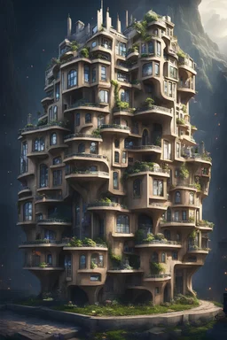 A fantasy apartment block