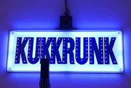 A 1980 disco sign labeled "KUKRUNK" white background and bold 80s font