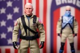 Mike pence G.i. joe toy doll space force uniform inside a clear blister package hanging on rack in toystore