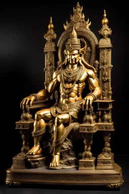 stone shiva on gold throne