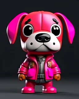 Dog character brutal in the jacket, 3d render funko pop