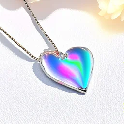 iridescent metallic heart neckless