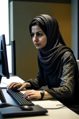 danish iran woman working with computer