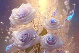  white and crystal subtle flower in a cosmic ambiance, transparent petals, delicate colors, in the foreground, full of details, smooth, bright sunshine，soft light atmosphere, light effect，vaporwave colorful, concept art, smooth, extremely sharp detail, finely tuned detail, ultra high definition, 8 k, unreal engine 5, ultra sharp focus