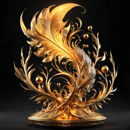 3D rendering of Expressively detailed and intricate of a hyperrealistic “golden flame”: side view, scientific, single object, glossy gold shinny, black background, shamanism, cosmic fractals, octane render, 8k post-production, detailled metalic bones, dendritic, artstation: award-winning: professional portrait: atmospheric: commanding: fantastical: clarity: 16k: ultra quality: striking: brilliance: stunning colors: amazing depth
