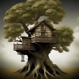 Wooden house on the tree