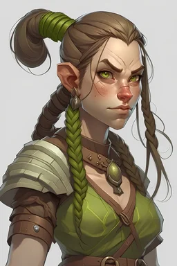 young huge female orc braided ponytail barbarian dnd