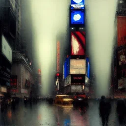 Old Times Square,Neogothic architecture,by Jeremy mann, point perspective,intricate detail, Jean Baptiste Monge