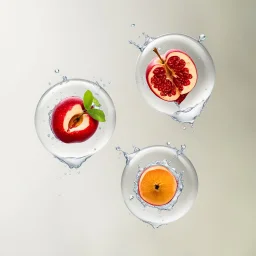 apple slice in water drops, transparent background