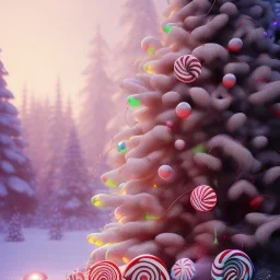 candy cane,bokeh, utra realistic,highly detailed, masterpiece, sharp focus,volumetric lighting, Vibrant, color Scheme, forest,ultra photoreal,hypermaximalist, unreal engine, HDR, UHD, 64K --v 4