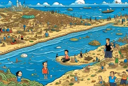 where's Wally but with elon musk si its a where is elon musk game big image beach