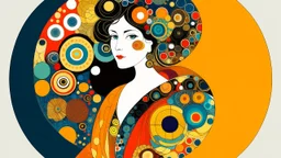 diseño gráfico para una tienda online de moda circular para mujer, que vende ropa, accesorios y objetos nuevos y usados, vintage, con colores intensos y atractivos, inspirado en Gustav Klimt