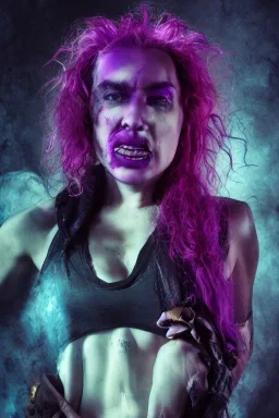 A portrait post-apocalypse of Lana Wachowski,transgender ,sin city, beauty,death,paranormal,eatheral,realistic,sharp,urple,red,fire,adorable,armaggedon,deep colours ,fire,purple,red,gold,dark,cinamatic,fantasy,demon,hell,sci-fi fantasy style, volumetric lighting, particales,highly detailed,cinamatic,ignore NSFW , masterpiece, best quality, black skinned, sparkling eyes, sun light, 8K, high