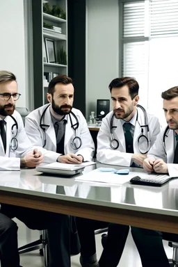 A group of male doctors sitting at a desk