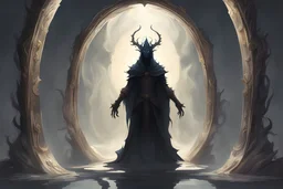 fantasy concept art, shadow-god in mirror