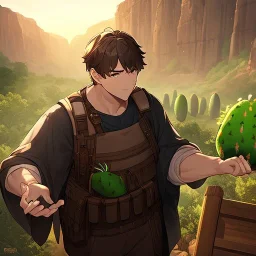 anime real life like cactus in the desert in arizona, grand canyon,anime, hands wrapped around cactus