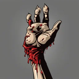 zombie hand claw, attack, comic book style, grey background,
