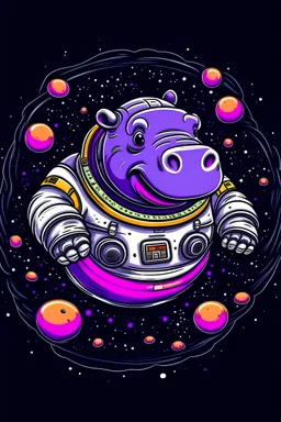 astronaut hippo floating in space