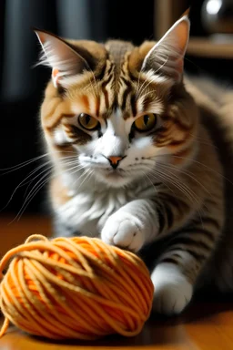 un gato juega con un ovillo de lana , PALABRA L`ANASTACIA, estilo pop