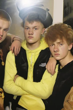 Extremely rich danish teenage rap artists portrait in the style of rembrandt
