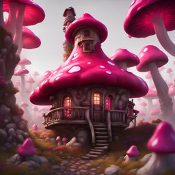 A lumpy mushroom house floating in space. neutral colors, white, magenta red, Detailed gloss Painting, rich color, fantastical, intricate detail, splash screen, hyperdetailed, insane depth, concept art, 8k resolution, trending on Artstation, Unreal Engine 5, color depth, dynamic lighting, splash art, dramatic, masterpiece, excellent quality beautiful Imaginative, unique,