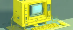 A light yellow cyber computer painted by Zosan