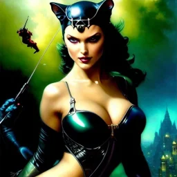 portrait 'beautiful Sexy Busty CatWoman',crystal clear green eyes,painting by gaston bussiere, greg rutkowski, yoji shinkawa, yoshitaka amano, tsutomu nihei, donato giancola, tim hildebrandt, oil on canvas, cinematic composition, extreme detail,fit full head inside picture,32k