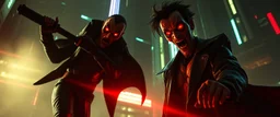 vampire cyberpunk action scene