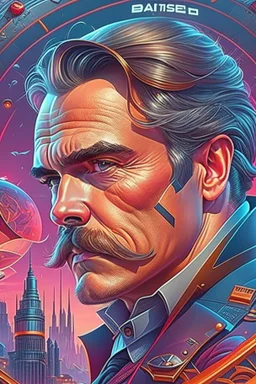 Best quality, masterpiece, ultra high definition,Futuristic, cyberpunk, Friedrich Nietzsche,Comic style