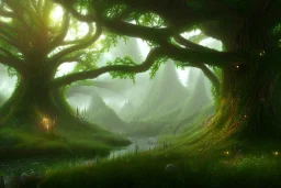 Immersive​ fantasy elven forest tree