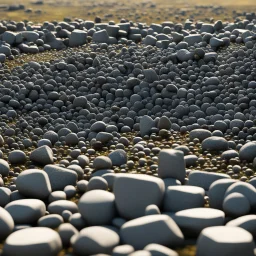 zoom on million of small stones (bokeh high res photo by Ray Harryhausen) fractal Stonehenge made of many little stones, each stone is fractal