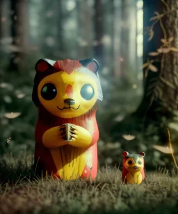 Wes Anderson photographer, night forest, Ultra realistic matryoshka, Japanese style, wide angle view, magic, fireflies, soft color, highly detailed, unreal engine 5, ray tracing, RTX, lumen lighting, ultra detail, volumetric lighting, 3d, finely drawn, high definition.