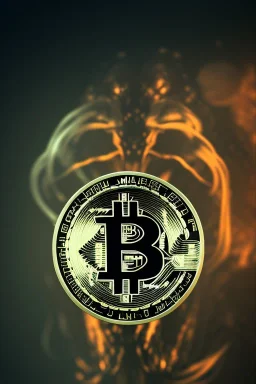 bitcoin alien, Fire theme art, Dark moody night atmosphere, , 8K, close-up face, anatomically perfect face