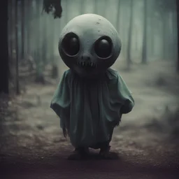 shy oddball creature, perfect is the enemy of the good, creepypasta aesthetic, surreal, sinister, profound, dramatic, eerie nonsense, color photography