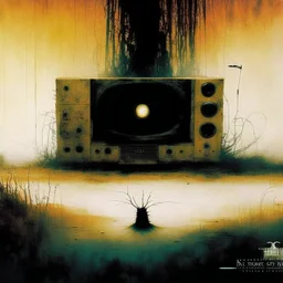 sound of silence by Gabriel Pacheco and Stephen Gammell and Ray Johnson, warm colors, sound bar textures, weirdcore, never-before-seen