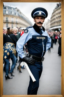 french policeman dressed as a revue dancer