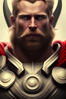 Thor, brutal face, portrait, 8k, finely detailed, photo realistic, hr gigerart trending on Artstation