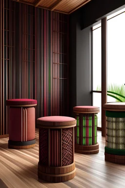 Aesthetic cylindrical structure furniture Inspired by Malaysian traditional kuih Putu Perak